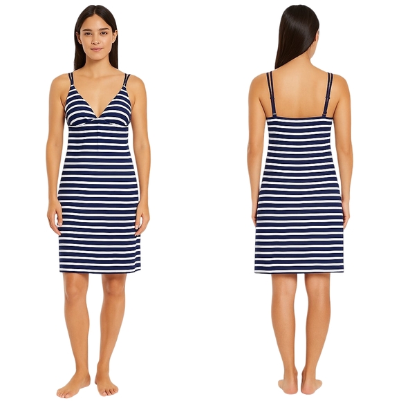 Tommy Bahama Other - TOMMY BAHAMA Striped Swim Cover Up Dress Women Large Navy White Nautical Beach